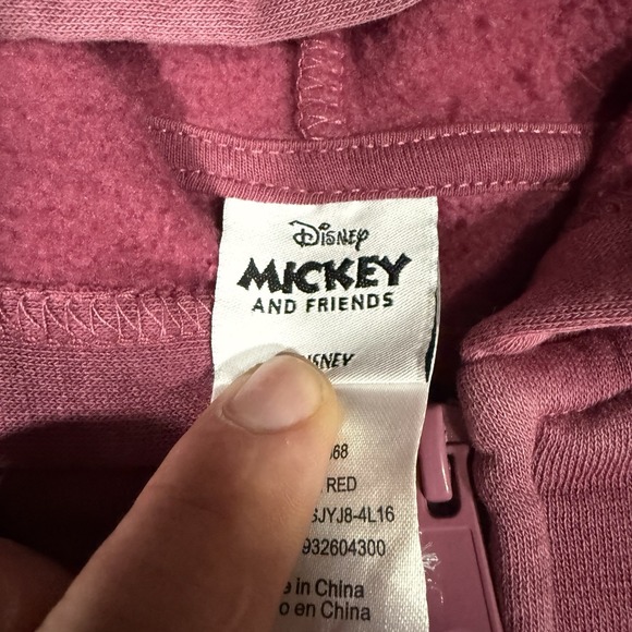 Vintage Disney Mickey & Friends Hoodie Women's Medium Pink Zip Up Sweatshirt M - Picture 4 of 12